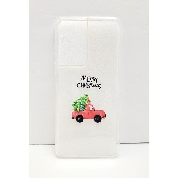 Galaxy S21 Christmas Tree Red Truck Merry Christmas Phone Case Clear Background - Picture 1 of 3